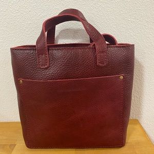 Portland Leather Goods mini crossbody tote - color Sangria